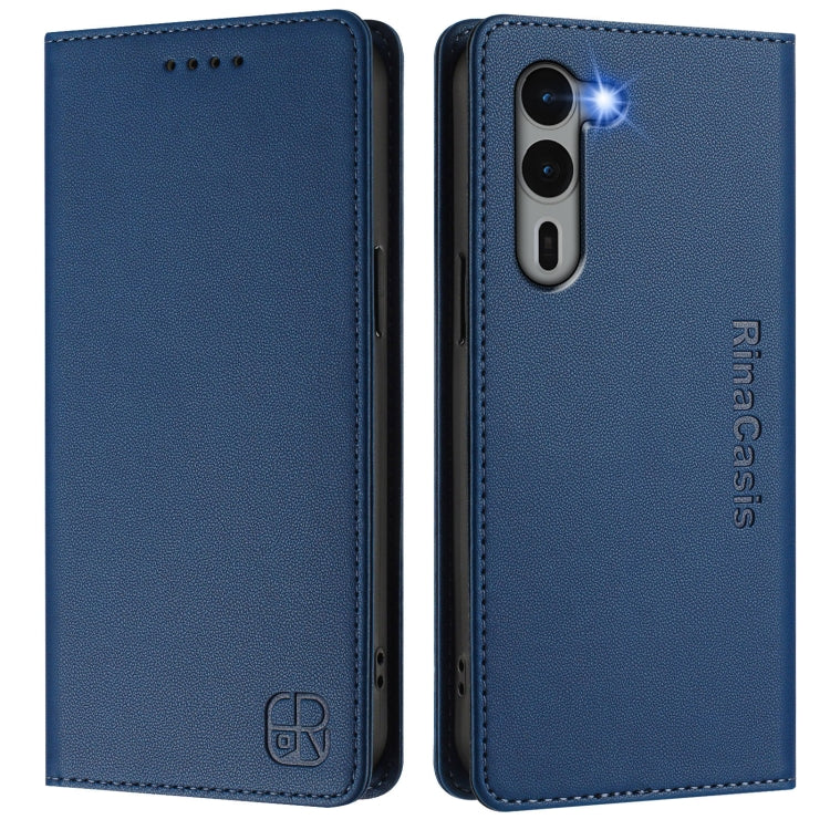 For Fujitsu Arrows We2 Plus / F-51E RC01 Dual-Folded Magnetic Suction RFID Leather Phone Case