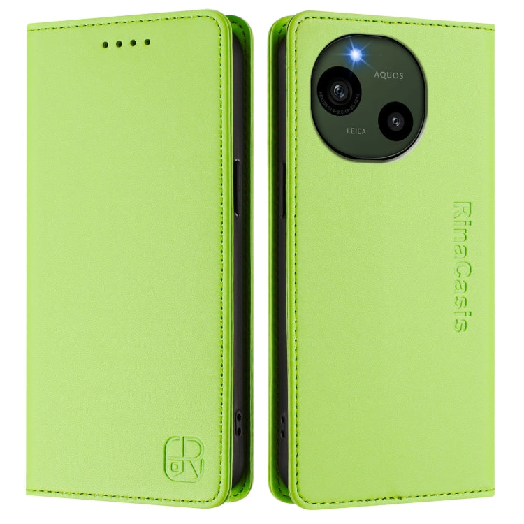 For Sharp Aquos R9 SH-51E RC01 Dual-Folded Magnetic Suction RFID Leather Phone Case