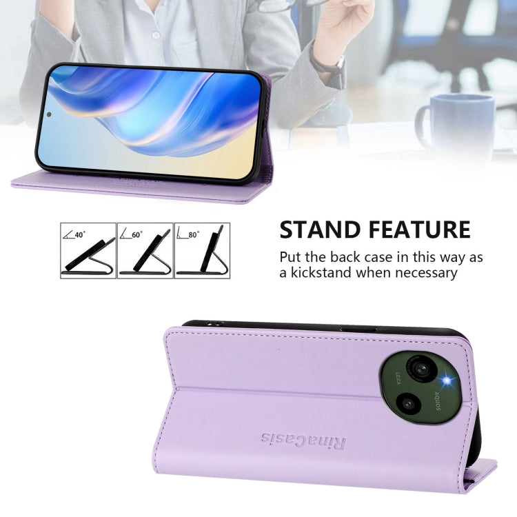 For Sharp Aquos R9 SH-51E RC01 Dual-Folded Magnetic Suction RFID Leather Phone Case