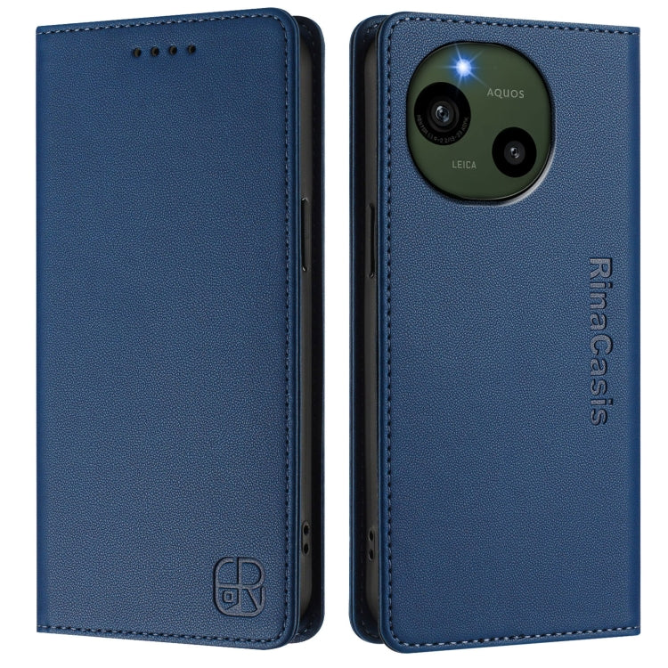 For Sharp Aquos R9 SH-51E RC01 Dual-Folded Magnetic Suction RFID Leather Phone Case