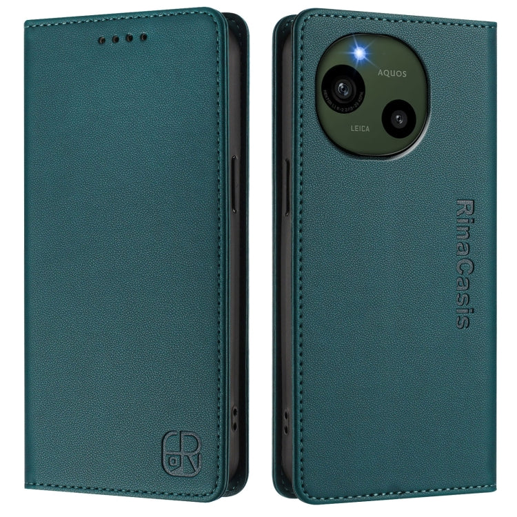 For Sharp Aquos R9 SH-51E RC01 Dual-Folded Magnetic Suction RFID Leather Phone Case