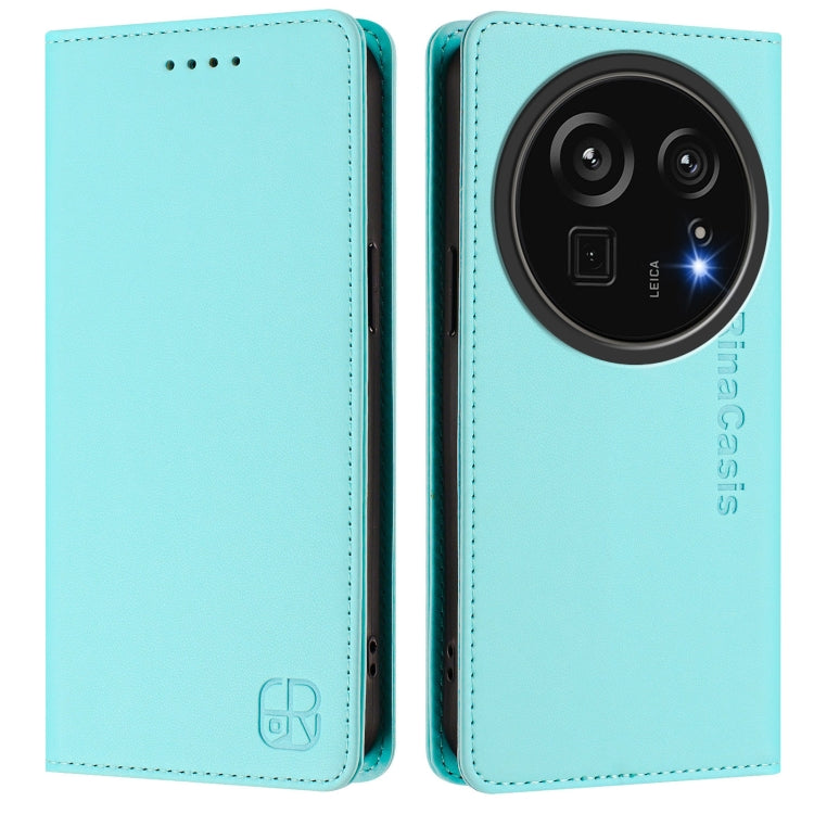 For Sharp Aquos R9 Pro SH-54E RC01 Dual-Folded Magnetic Suction RFID Leather Phone Case