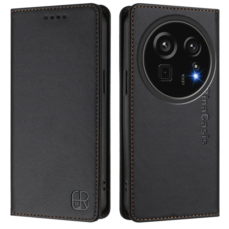 For Sharp Aquos R9 Pro SH-54E RC01 Dual-Folded Magnetic Suction RFID Leather Phone Case