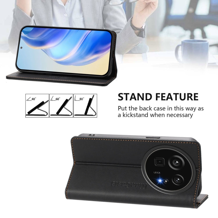 For Sharp Aquos R9 Pro SH-54E RC01 Dual-Folded Magnetic Suction RFID Leather Phone Case