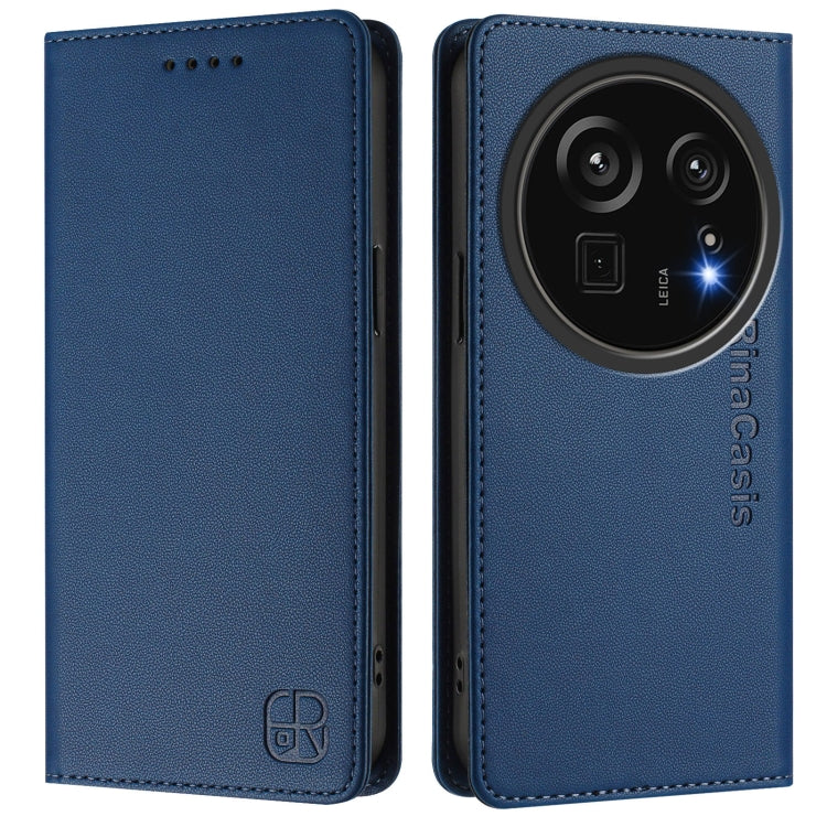 For Sharp Aquos R9 Pro SH-54E RC01 Dual-Folded Magnetic Suction RFID Leather Phone Case