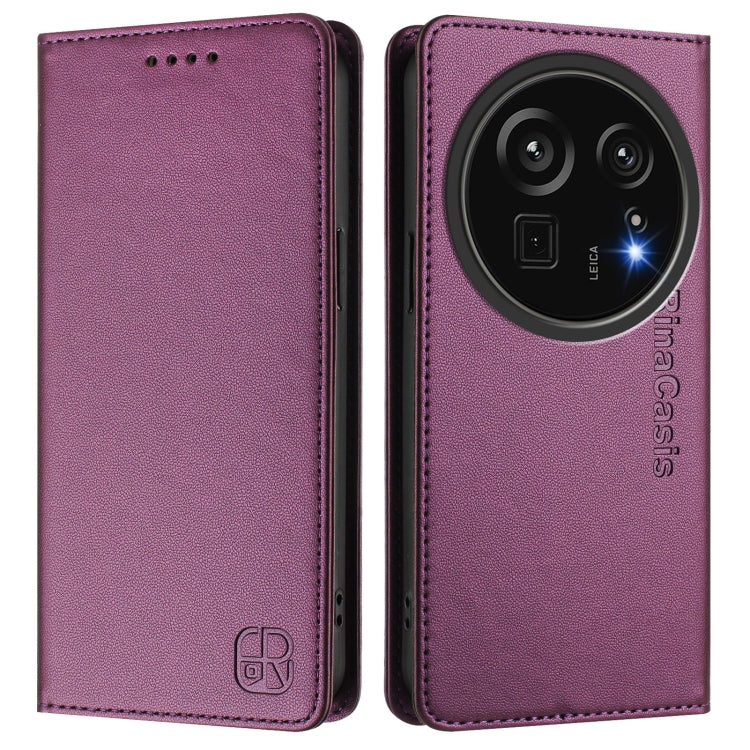 For Sharp Aquos R9 Pro SH-54E RC01 Dual-Folded Magnetic Suction RFID Leather Phone Case