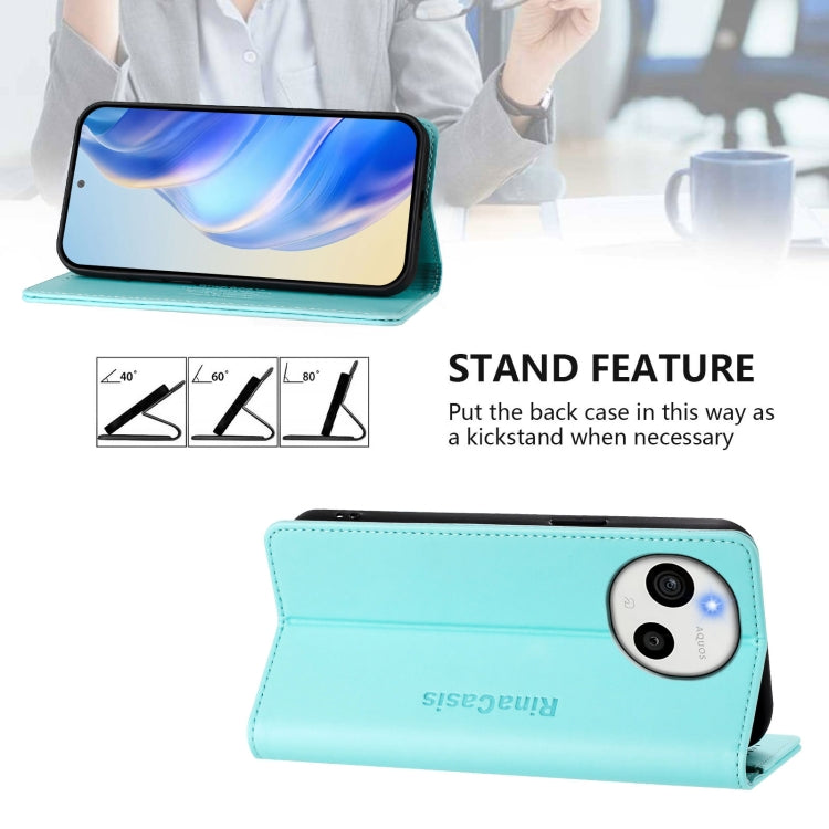 For Sharp Aquos Sense9 Plus RC01 Dual-Folded Magnetic Suction RFID Leather Phone Case