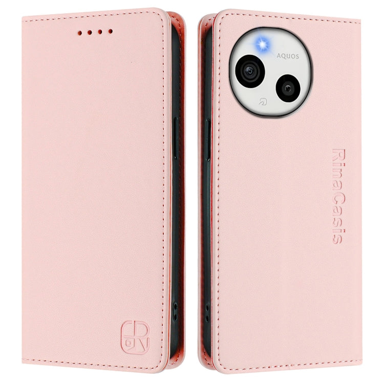 For Sharp Aquos Sense9 Plus RC01 Dual-Folded Magnetic Suction RFID Leather Phone Case