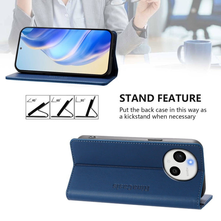 For Sharp Aquos Sense9 Plus RC01 Dual-Folded Magnetic Suction RFID Leather Phone Case