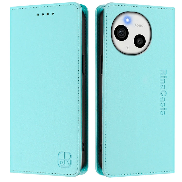 For Sharp Aquos Sense9 RC01 Dual-Folded Magnetic Suction RFID Leather Phone Case