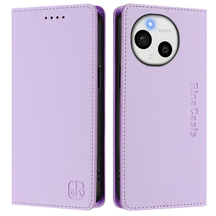 For Sharp Aquos Sense9 RC01 Dual-Folded Magnetic Suction RFID Leather Phone Case