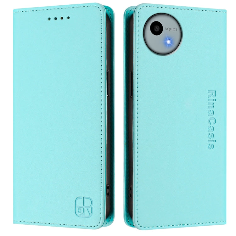 For Sharp Aquos Wish4 SH-52E RC01 Dual-Folded Magnetic Suction RFID Leather Phone Case