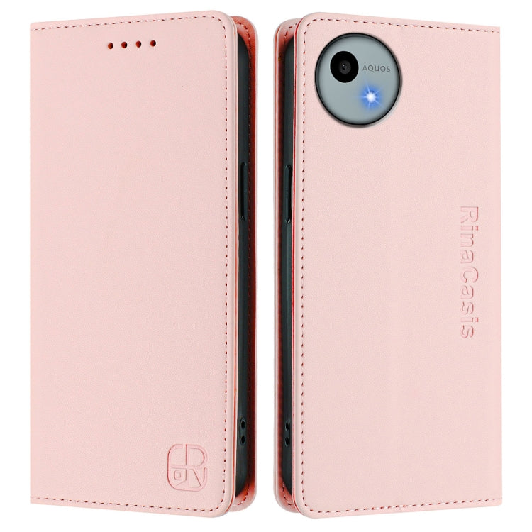 For Sharp Aquos Wish4 SH-52E RC01 Dual-Folded Magnetic Suction RFID Leather Phone Case