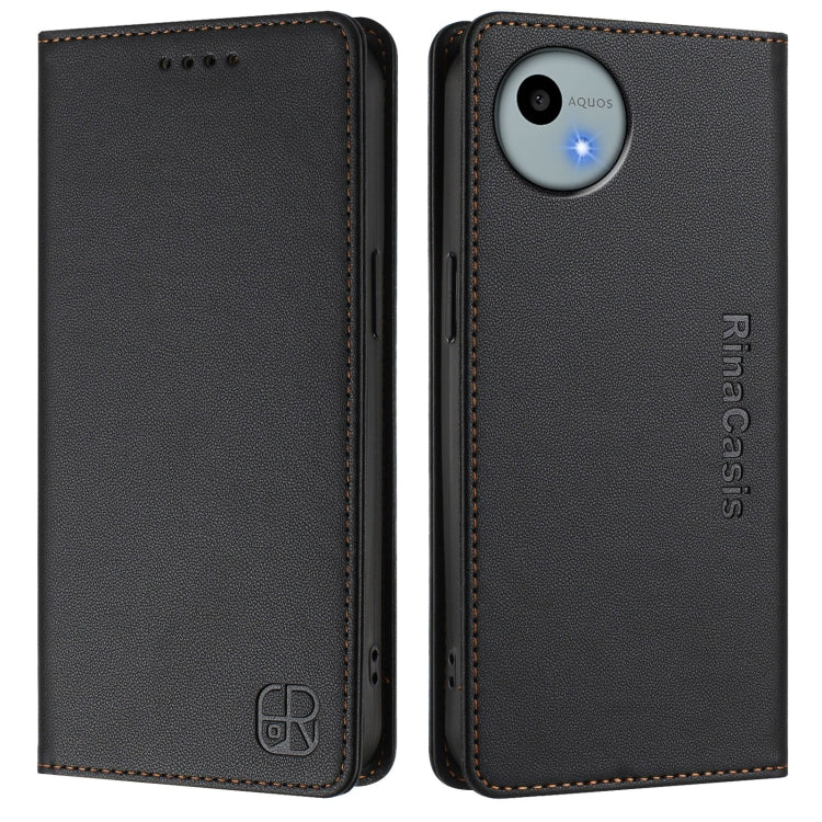 For Sharp Aquos Wish4 SH-52E RC01 Dual-Folded Magnetic Suction RFID Leather Phone Case