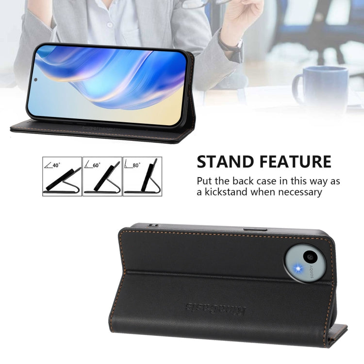 For Sharp Aquos Wish4 SH-52E RC01 Dual-Folded Magnetic Suction RFID Leather Phone Case