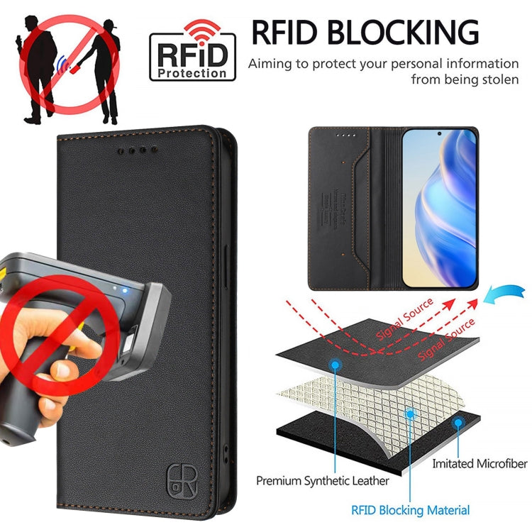 For Sharp Aquos Wish4 SH-52E RC01 Dual-Folded Magnetic Suction RFID Leather Phone Case
