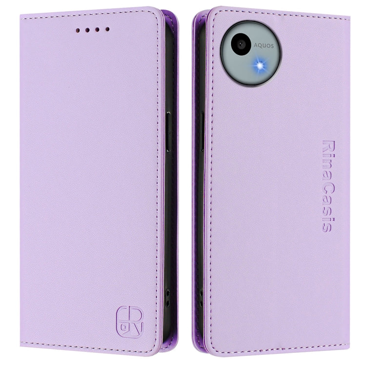 For Sharp Aquos Wish4 SH-52E RC01 Dual-Folded Magnetic Suction RFID Leather Phone Case