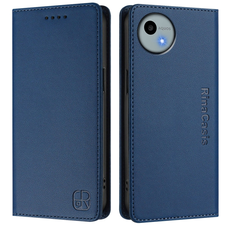 For Sharp Aquos Wish4 SH-52E RC01 Dual-Folded Magnetic Suction RFID Leather Phone Case