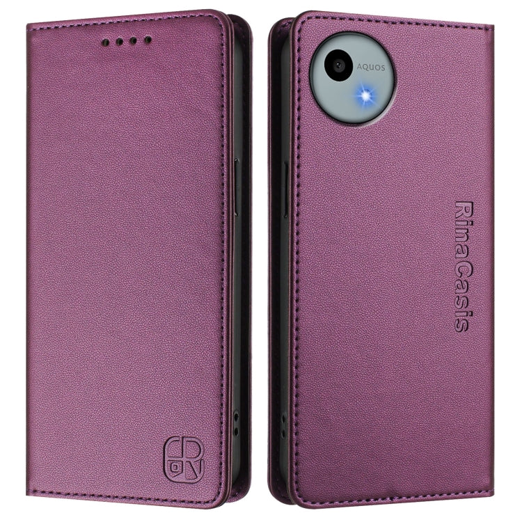 For Sharp Aquos Wish4 SH-52E RC01 Dual-Folded Magnetic Suction RFID Leather Phone Case