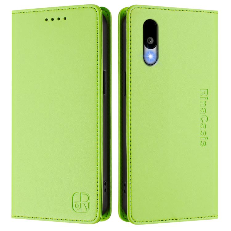 For Sharp Basio Active3 RC01 Dual-Folded Magnetic Suction RFID Leather Phone Case