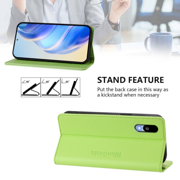 For Sharp Basio Active3 RC01 Dual-Folded Magnetic Suction RFID Leather Phone Case