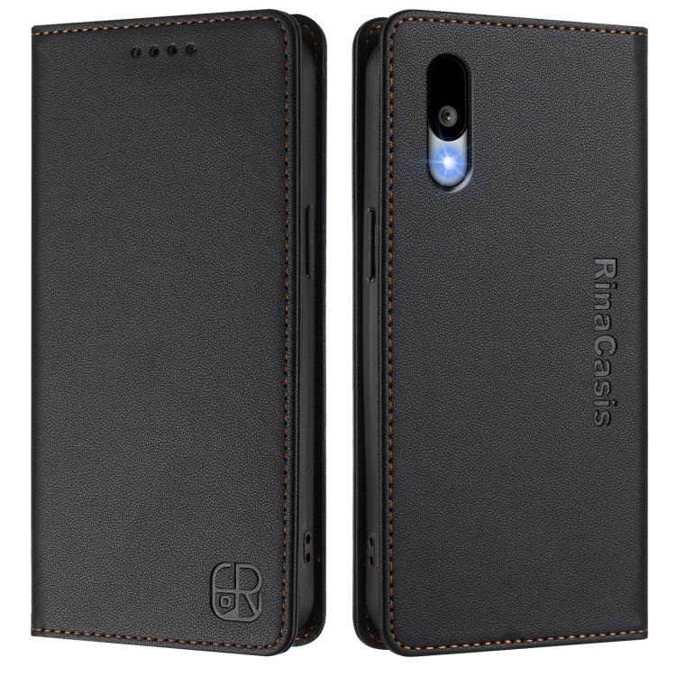 For Sharp Basio Active3 RC01 Dual-Folded Magnetic Suction RFID Leather Phone Case