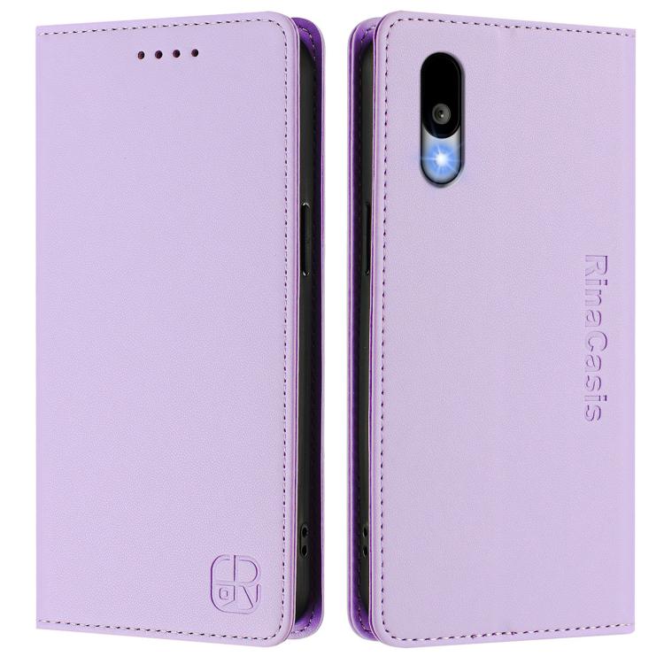For Sharp Basio Active3 RC01 Dual-Folded Magnetic Suction RFID Leather Phone Case