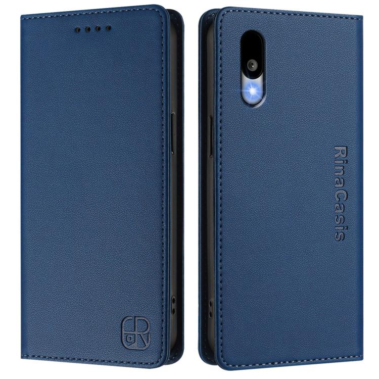 For Sharp Basio Active3 RC01 Dual-Folded Magnetic Suction RFID Leather Phone Case
