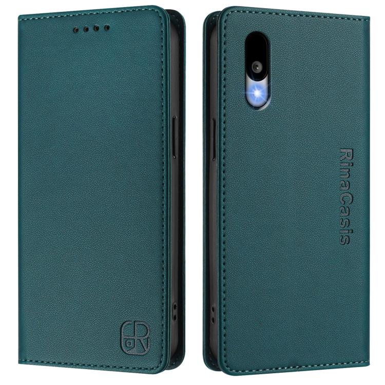 For Sharp Basio Active3 RC01 Dual-Folded Magnetic Suction RFID Leather Phone Case