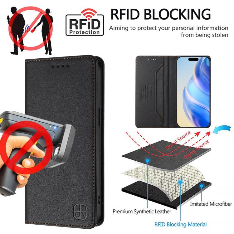 For Sharp Aquos Sense10 RC01 Dual-Folded Magnetic Suction RFID Leather Phone Case