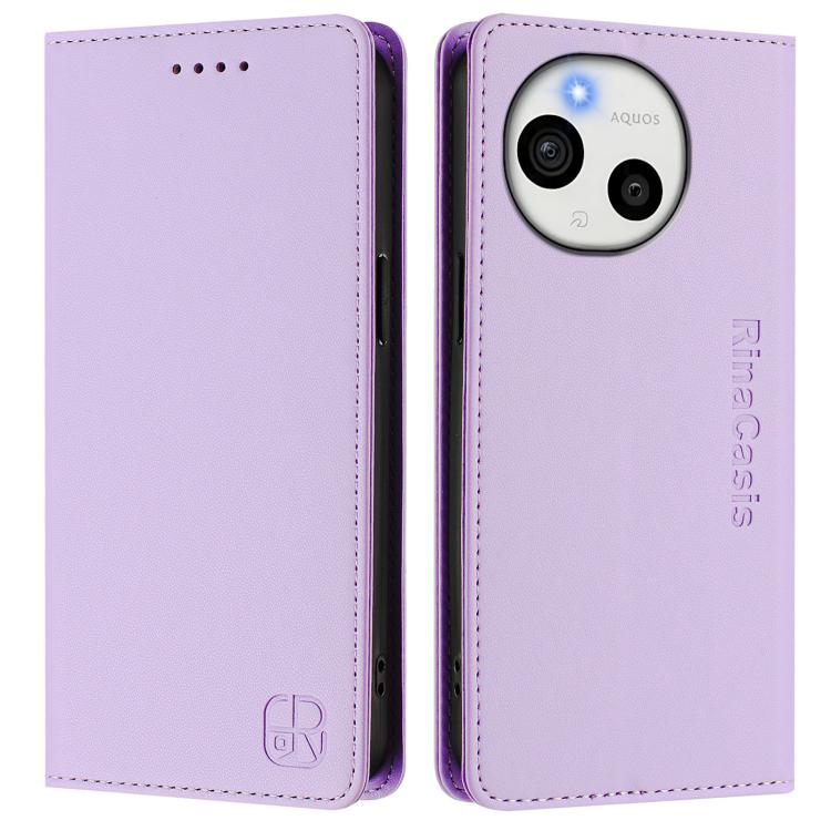 For Sharp Aquos Sense10 RC01 Dual-Folded Magnetic Suction RFID Leather Phone Case