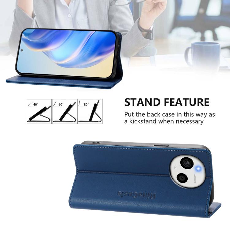 For Sharp Aquos Sense10 RC01 Dual-Folded Magnetic Suction RFID Leather Phone Case