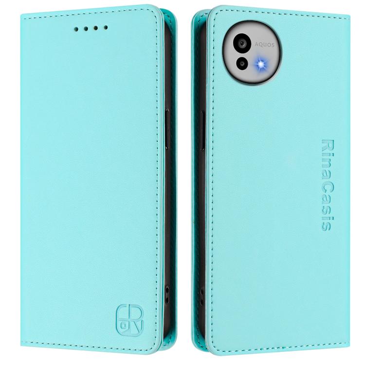 For Sharp Aquos wish6 RC01 Dual-Folded Magnetic Suction RFID Leather Phone Case