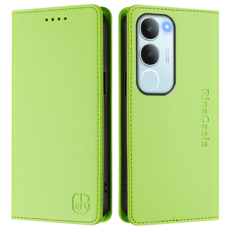 For vivo Y19s 4G Global RC01 Dual-Folded Magnetic Suction RFID Leather Phone Case