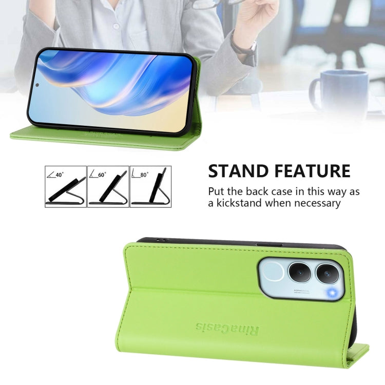 For vivo Y19s 4G Global RC01 Dual-Folded Magnetic Suction RFID Leather Phone Case