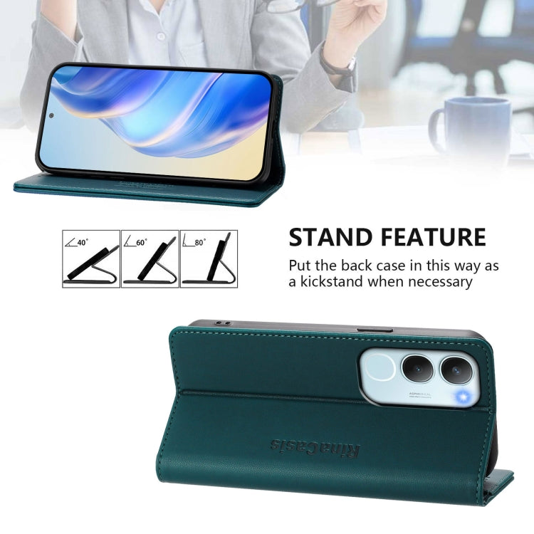 For vivo Y19s 4G Global RC01 Dual-Folded Magnetic Suction RFID Leather Phone Case
