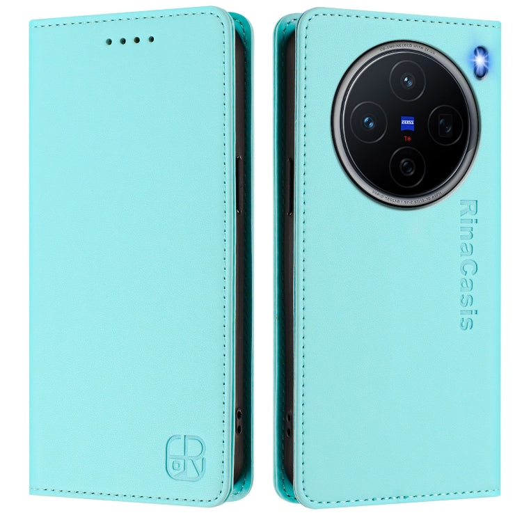 For vivo X200 RC01 Dual-Folded Magnetic Suction RFID Leather Phone Case