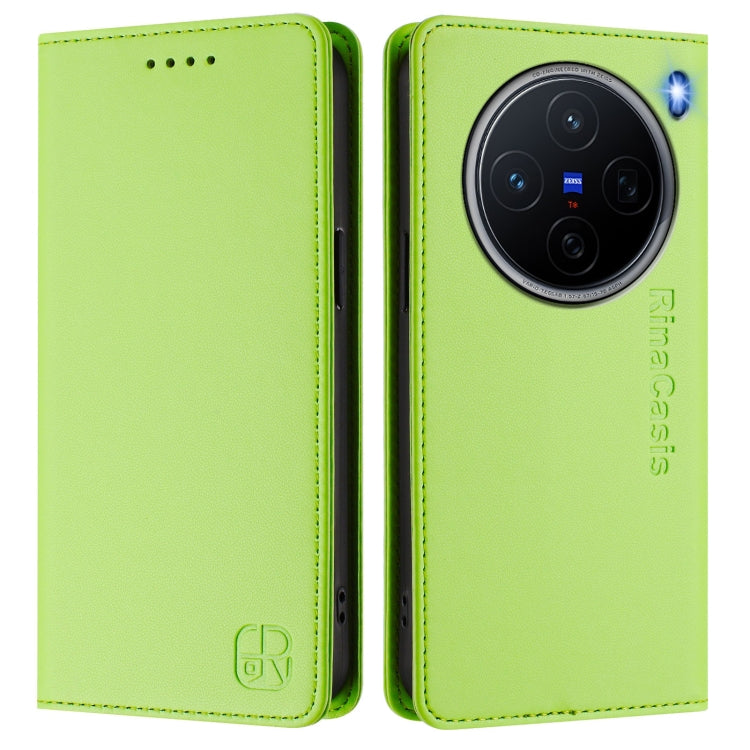 For vivo X200 RC01 Dual-Folded Magnetic Suction RFID Leather Phone Case
