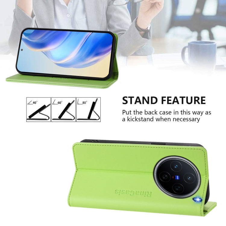 For vivo X200 RC01 Dual-Folded Magnetic Suction RFID Leather Phone Case