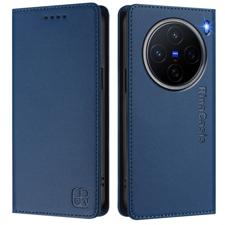 For vivo X200 RC01 Dual-Folded Magnetic Suction RFID Leather Phone Case