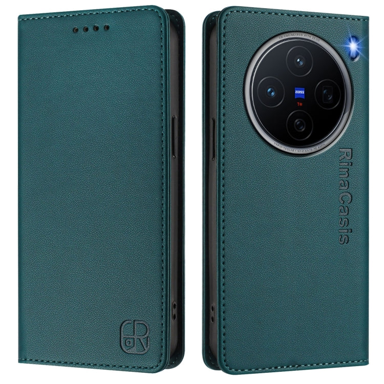 For vivo X200 RC01 Dual-Folded Magnetic Suction RFID Leather Phone Case
