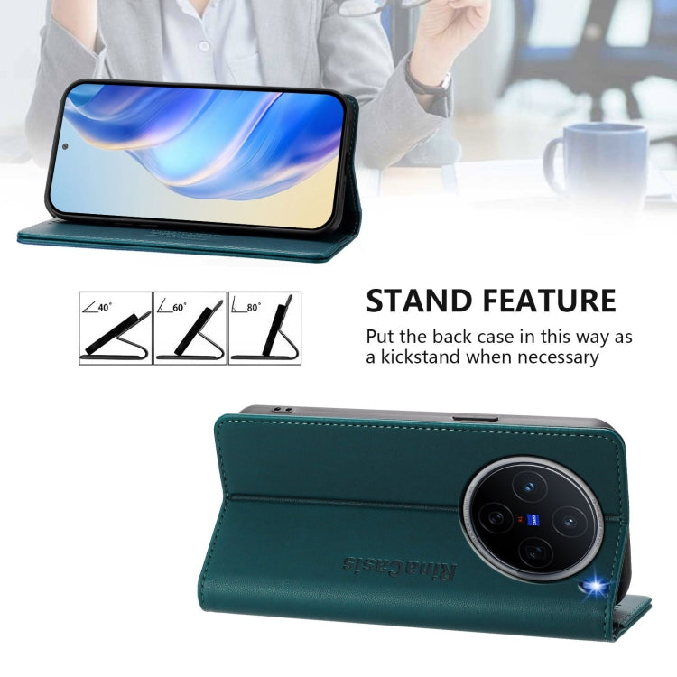 For vivo X200 RC01 Dual-Folded Magnetic Suction RFID Leather Phone Case