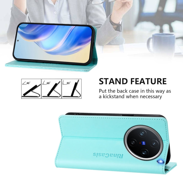 For vivo X200 Pro mini RC01 Dual-Folded Magnetic Suction RFID Leather Phone Case
