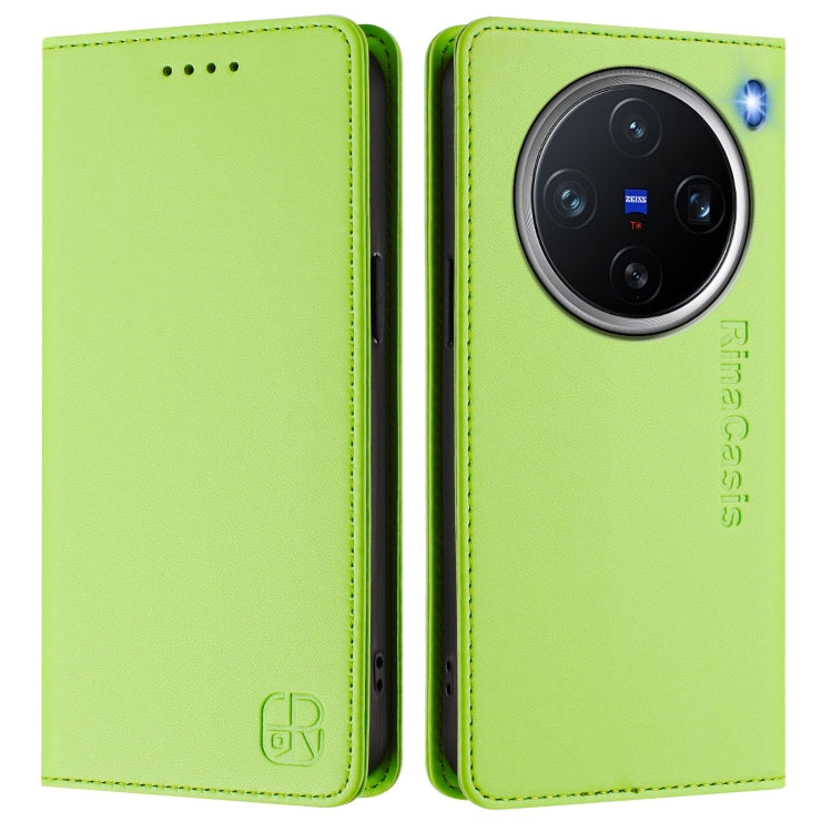 For vivo X200 Pro mini RC01 Dual-Folded Magnetic Suction RFID Leather Phone Case