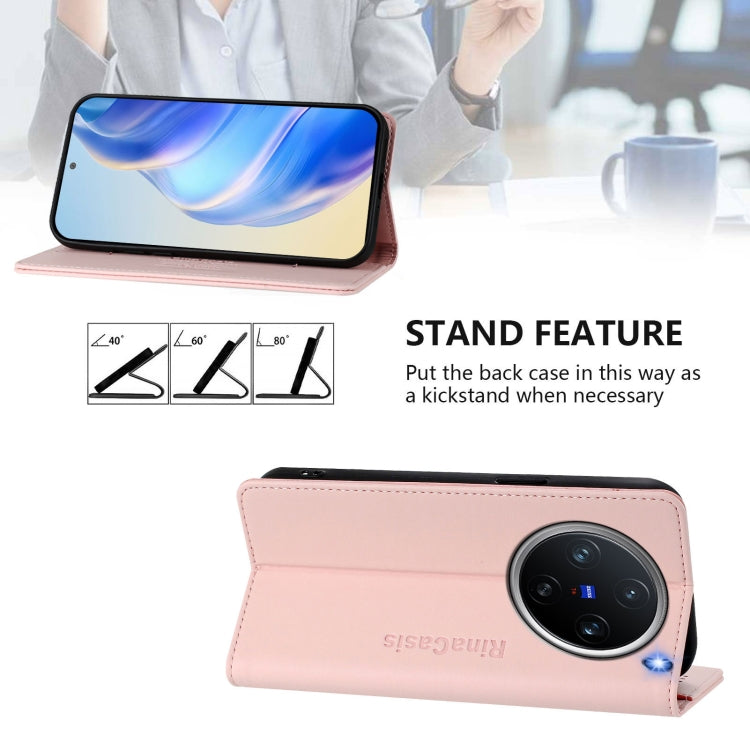 For vivo X200 Pro mini RC01 Dual-Folded Magnetic Suction RFID Leather Phone Case