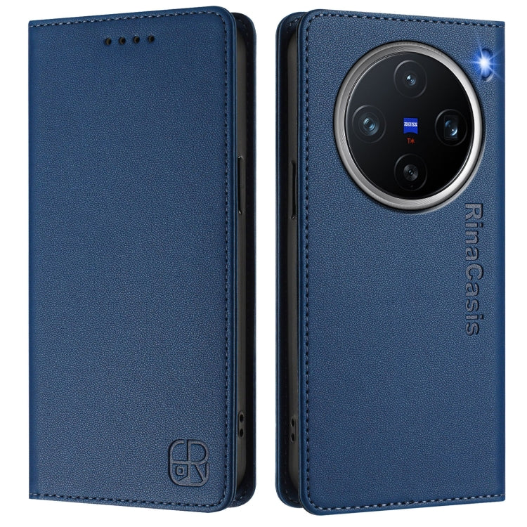 For vivo X200 Pro mini RC01 Dual-Folded Magnetic Suction RFID Leather Phone Case