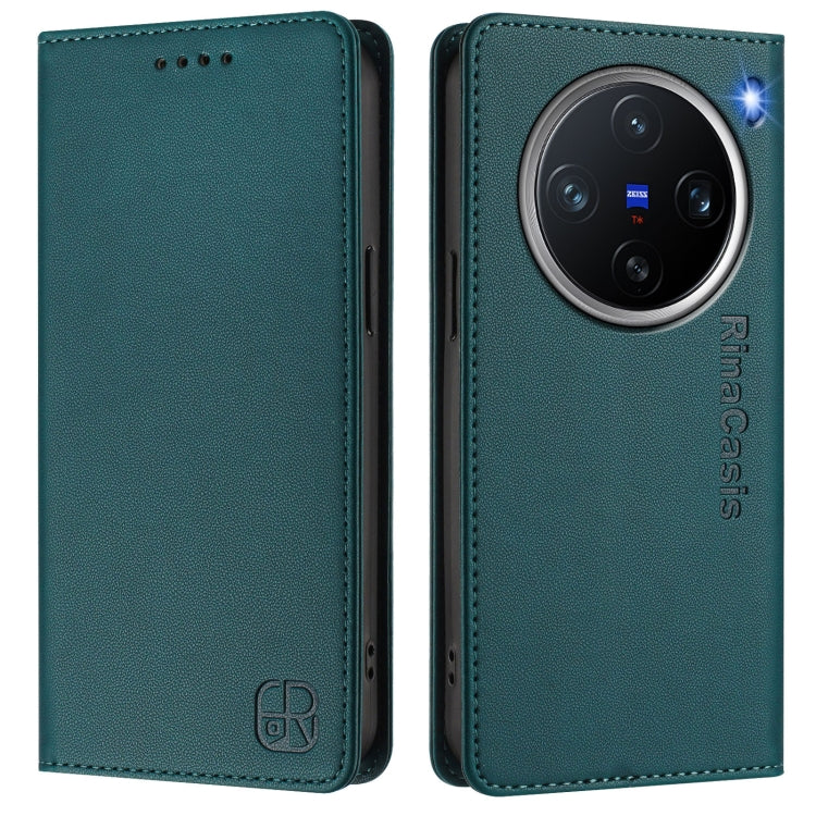 For vivo X200 Pro mini RC01 Dual-Folded Magnetic Suction RFID Leather Phone Case
