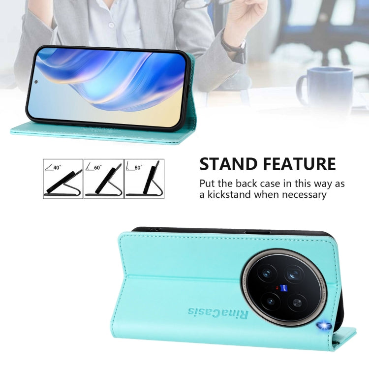 For vivo X200 Pro RC01 Dual-Folded Magnetic Suction RFID Leather Phone Case