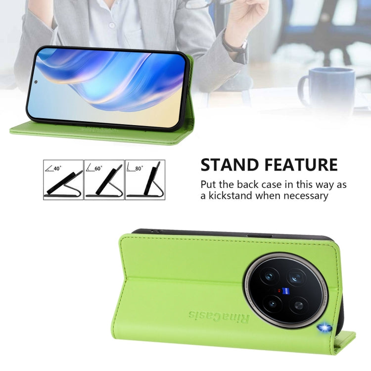 For vivo X200 Pro RC01 Dual-Folded Magnetic Suction RFID Leather Phone Case