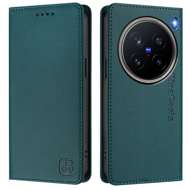 For vivo X200 Pro RC01 Dual-Folded Magnetic Suction RFID Leather Phone Case